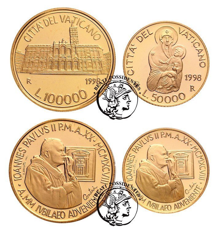 Watykan Jan Paweł II zestaw 100.000 i 50.000 Lirów 1998 st. L